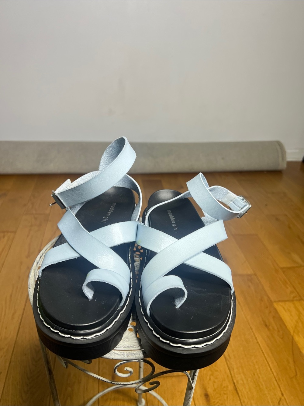 Madden Girl Pale Blue Crisscross Platform Sandals